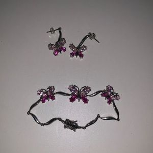 Butterfly bracelet and earrings set